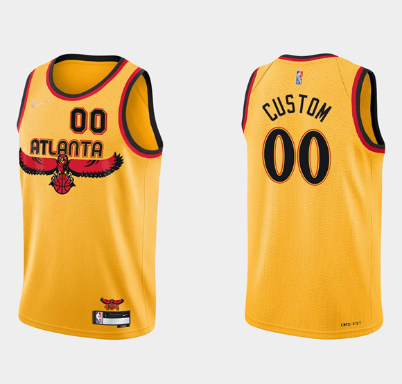 Men's Atlanta Hawks Active Player Custom 2021/22 75th Anniversary Yellow City Edition Stitched Jersey